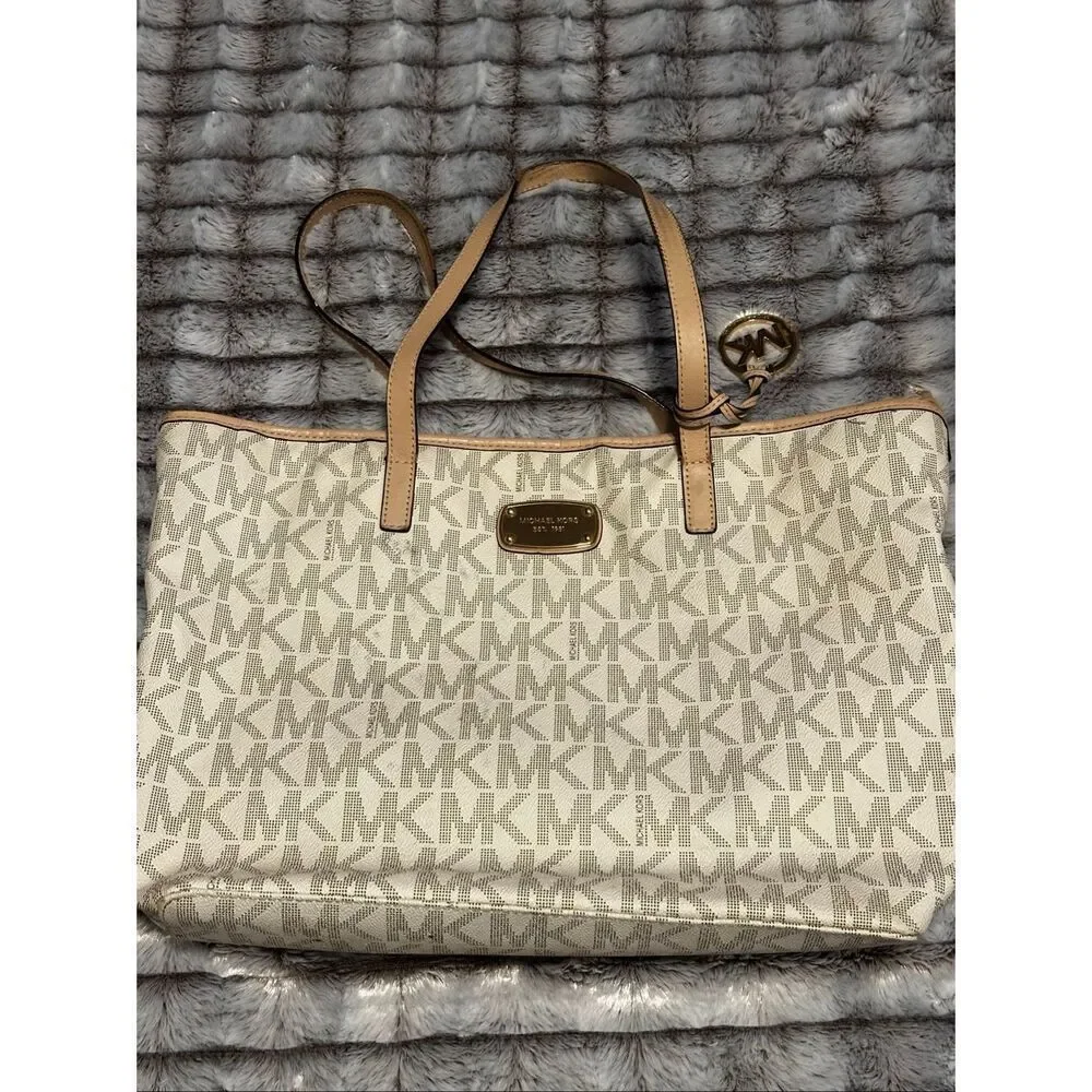 Michael Kors Beige and Cream Large Tote Bag
